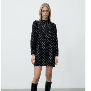 Zara polkdadot long sleeve dress